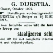 ingezonden door Pieter Dijkstra - Een deel van de verkoopadvertentie van 'De Twee Gebroeders', afkomstig uit weekblad Frisia, 1907